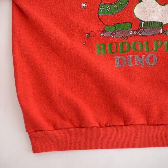 Vintage Red Christmas Crew Rudolph Dino Festive Holiday Ugly Sweater Large - Picture 7 of 11